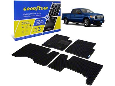 Goodyear Car Accessories Custom Fit Front and Rear Floor Liners; Black (09-14 F-150 SuperCab)