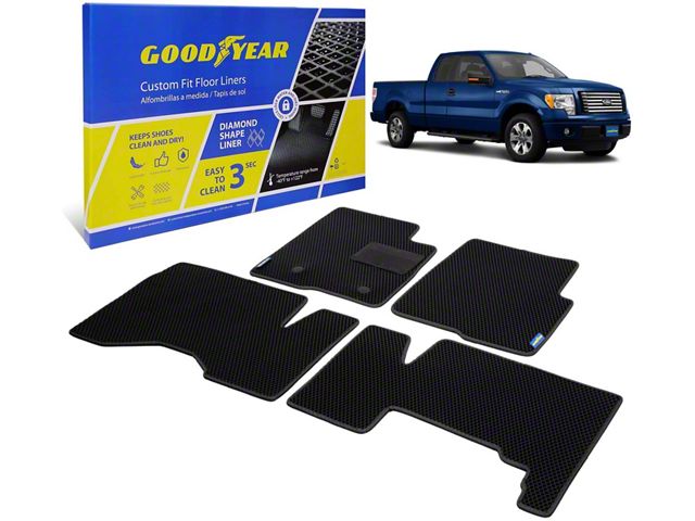 Goodyear Car Accessories Custom Fit Front and Rear Floor Liners; Black (09-14 F-150 SuperCab)