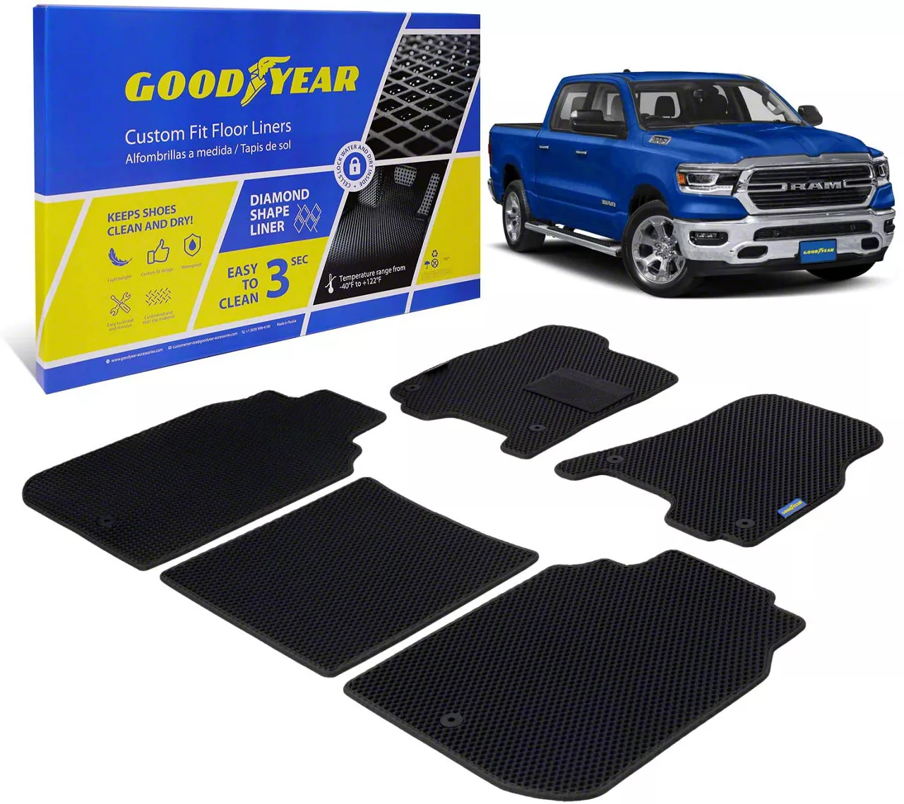 Goodyear Car Accessories RAM 1500 Custom Fit Front and Rear Floor
