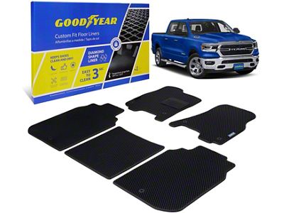 Goodyear Car Accessories Custom Fit Front and Rear Floor Liners; Black (09-18 RAM 1500 Crew Cab)