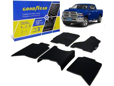 Goodyear Car Accessories Custom Fit Front and Rear Floor Liners; Black (12-18 RAM 3500 Crew Cab)