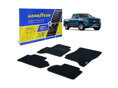 Goodyear Car Accessories Custom Fit Front and Rear Floor Liners; Black (14-18 Sierra 1500 Double Cab)