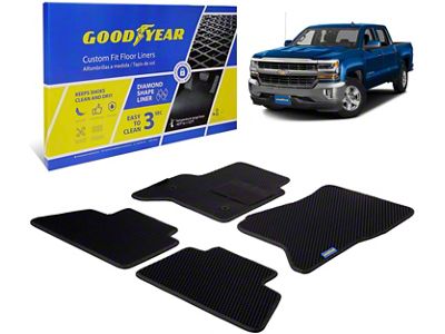 Goodyear Car Accessories Custom Fit Front and Rear Floor Liners; Black (14-18 Silverado 1500 Crew Cab)