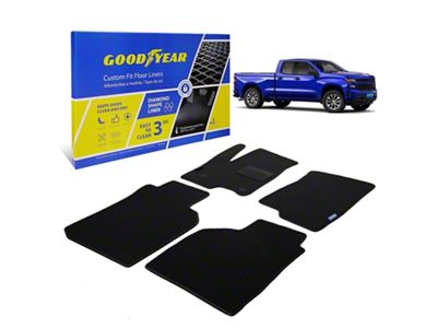 Goodyear Car Accessories Custom Fit Front and Rear Floor Liners; Black (19-24 Silverado 1500 Double Cab)
