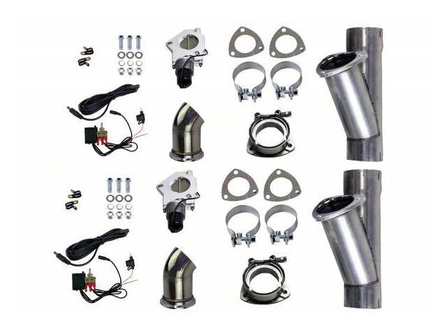 Granatelli Motor Sports Electronic Exhaust Cutout Dual System; 2.50-Inch Aluminized Steel (Universal; Some Adaptation May Be Required)