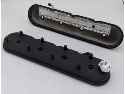 Granatelli Motor Sports Stock/Standard Valve Covers; Black Wrinkle (09-13 5.3L, 6.2L Sierra 1500)