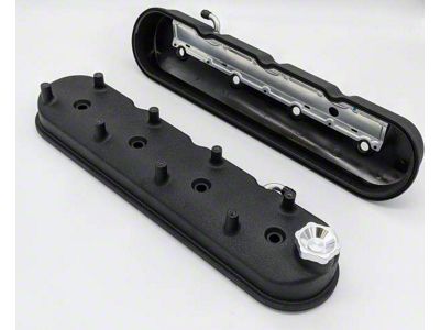 Granatelli Motor Sports Tall Valve Covers; Black Wrinkle (09-13 5.3L, 6.2L Sierra 1500)