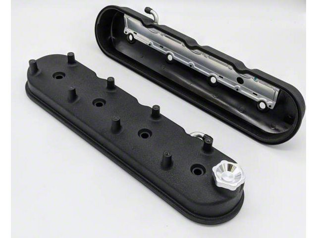 Granatelli Motor Sports Tall Valve Covers; Black Wrinkle (09-13 5.3L, 6.2L Sierra 1500)