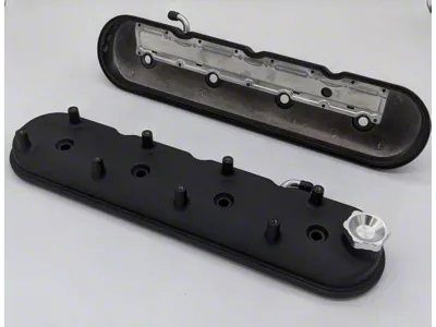 Granatelli Motor Sports Stock/Standard Valve Covers; Black Wrinkle (10-19 6.0L Sierra 2500 HD)