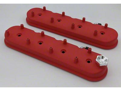 Granatelli Motor Sports Tall Valve Covers; Red Wrinkle (10-19 6.0L Sierra 2500 HD)