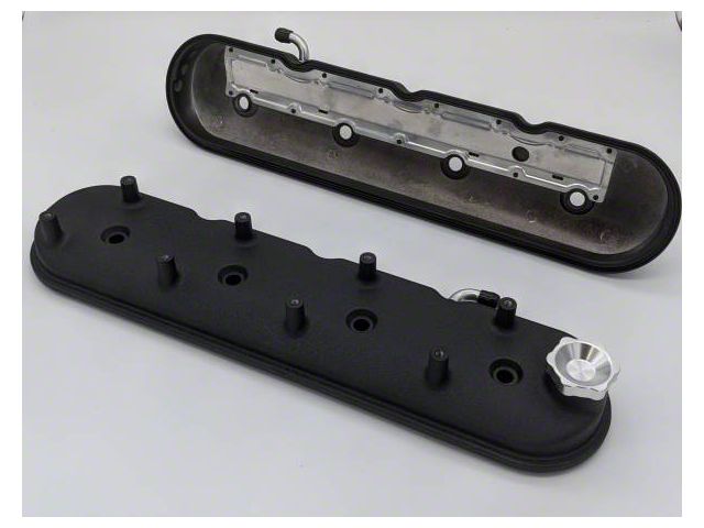 Granatelli Motor Sports Stock/Standard Valve Covers; Black Wrinkle (09-14 6.2L Tahoe)