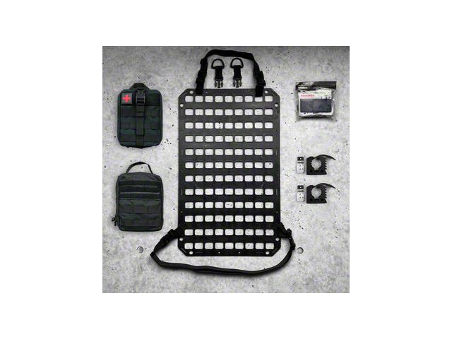 Grey Man Tactical Vehicle Seatback RMP MOLLE Panel Package with Original QuickFist Clamp and Hardware and Medical Tear Away Pouch and BaseMed First Aid Kit; 15.25-Inch x 25-Inch (Universal; Some Adaptation May Be Required)