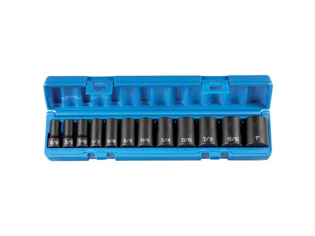 Gre Threaded Socket Grey Pneumatic Universal AT 3/8-Inch Drive Semi-Deep Length 12-Point ...