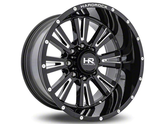 Hardrock Offroad Spine Xposed Gloss Black Milled 8-Lug Wheel; 20x12; -44mm Offset (11-14 Sierra 2500 HD)