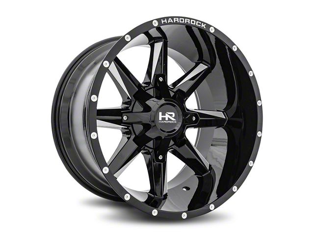 Hardrock Offroad Hardcore Gloss Black Milled 8-Lug Wheel; 20x12; -44mm Offset (03-09 RAM 3500 SRW)