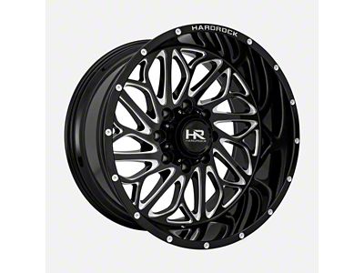 Hardrock Offroad BlackTop Xposed Gloss Black Milled 6-Lug Wheel; 22x12; -51mm Offset (15-20 F-150)