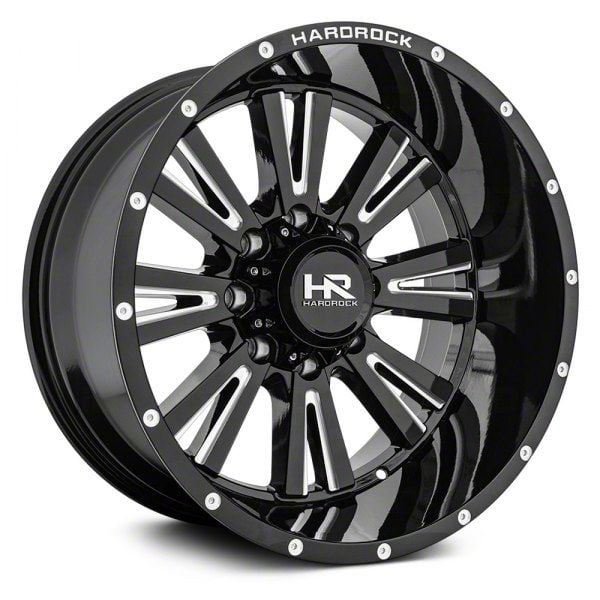 Hardrock Offroad Spine Xposed Gloss Black Milled 6-Lug Wheel; 20×10; -19mm Offset (15-20 F-150)