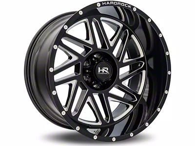 Hardrock Offroad Bones Xposed Gloss Black Milled 8-Lug Wheel; 20x10; -19mm Offset (23-25 F-250 Super Duty)