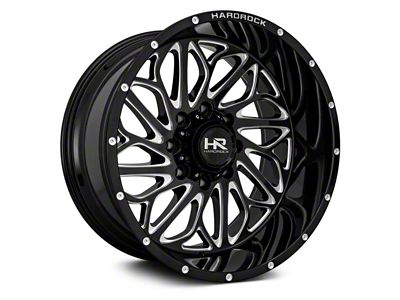 Hardrock Offroad BlackTop Xposed Gloss Black Milled 6-Lug Wheel; 20x12; -44mm Offset (99-06 Silverado 1500)