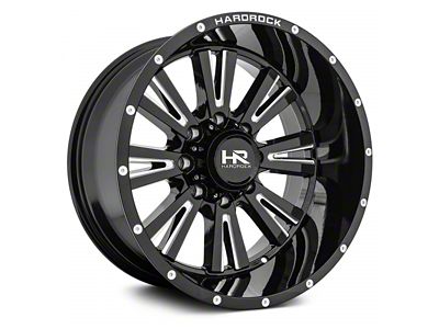 Hardrock Offroad Spine Xposed Gloss Black Milled 6-Lug Wheel; 20x12; -44mm Offset (21-25 F-150)