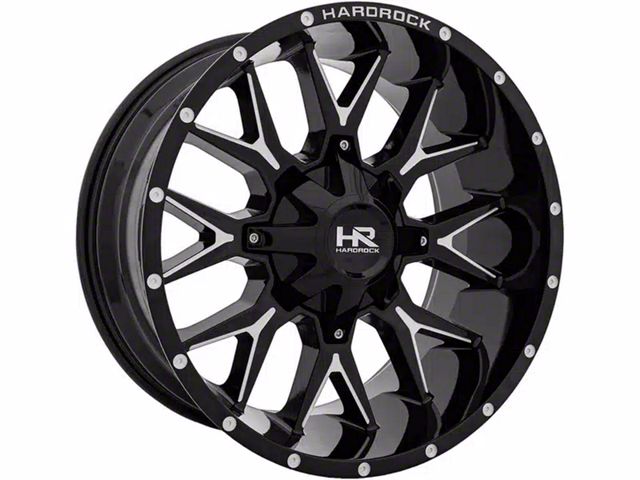 Hardrock Offroad H700 Affliction Gloss Black Milled 8-Lug Wheel; 20x12; -44mm Offset (06-08 RAM 1500 Mega Cab)
