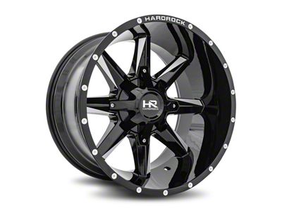 Hardrock Offroad Hardcore Gloss Black Milled 8-Lug Wheel; 20x12; -44mm Offset (07-10 Silverado 2500 HD)