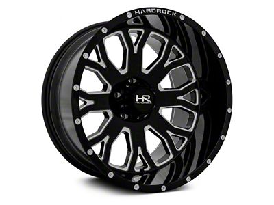 Hardrock Offroad Slammer Xposed Gloss Black Milled 8-Lug Wheel; 22x12; -44mm Offset (07-10 Silverado 2500 HD)