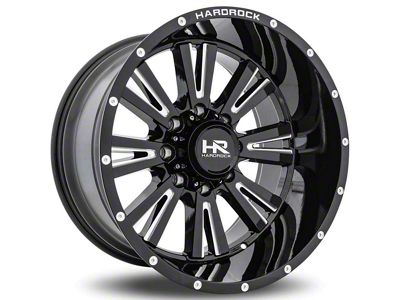 Hardrock Offroad Spine Xposed Gloss Black Milled 8-Lug Wheel; 22x12; -44mm Offset (20-24 Silverado 2500 HD)