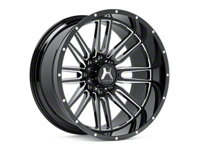 Hartes Metal Whipsaw Gloss Black Milled 8-Lug Wheel; 24x12; -44mm Offset (01-06 Silverado 2500 HD)