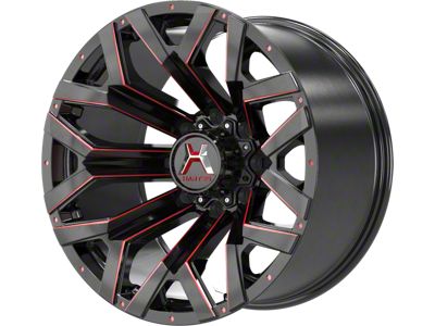 Hartes Metal Hawkish Gloss Black Milled with Red Tint 6-Lug Wheel; 20x10; -18mm Offset (07-13 Sierra 1500)