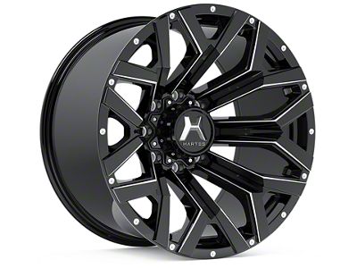 Hartes Metal Hawkish Gloss Black Milled 6-Lug Wheel; 22x12; -44mm Offset (07-13 Sierra 1500)