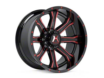 Hartes Metal Strike Gloss Black Milled with Red Tint 6-Lug Wheel; 20x9; 15mm Offset (07-13 Silverado 1500)