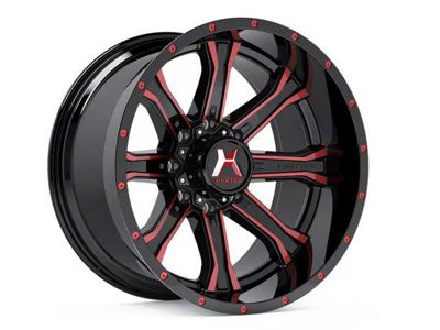 Hartes Metal Strike Gloss Black Milled with Red Tint 8-Lug Wheel; 20x9; 0mm Offset (08-10 F-350 Super Duty SRW)