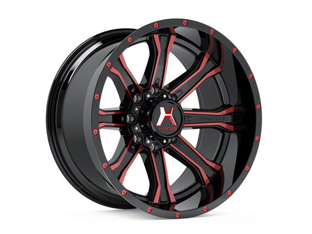 Hartes Metal Strike Gloss Black Milled with Red Tint 8-Lug Wheel; 20x9; 0mm Offset (11-16 F-250 Super Duty)