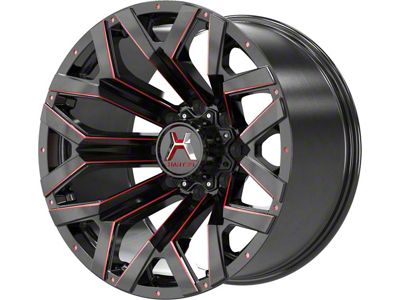 Hartes Metal Hawkish Gloss Black Milled with Red Tint 6-Lug Wheel; 22x12; -44mm Offset (14-18 Sierra 1500)