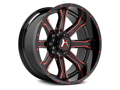 Hartes Metal Strike Gloss Black Milled with Red Tint 6-Lug Wheel; 22x12; -44mm Offset (14-18 Sierra 1500)