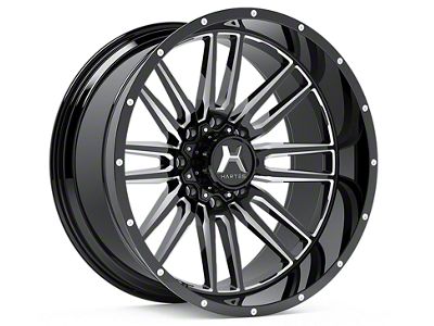 Hartes Metal Whipsaw Gloss Black Milled 8-Lug Wheel; 24x12; -44mm Offset (2023 F-250 Super Duty)