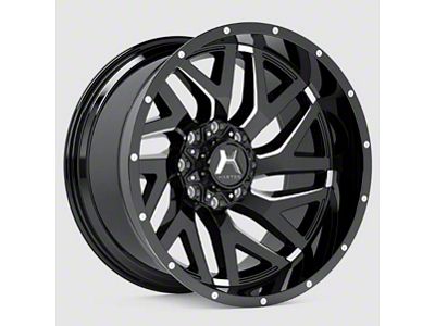 Hartes Metal Stealth Gloss Black Milled 8-Lug Wheel; Right Directional; 22x12; -44mm Offset (99-07 F-350 Super Duty SRW)