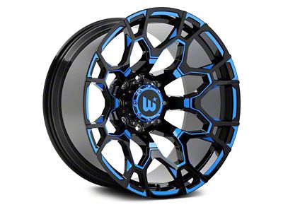 Hartes Metal Spur Gloss Black Milled with Blue Tint 5-Lug Wheel; 22x12; -44mm Offset (87-90 Dakota)