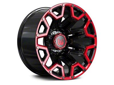 Hartes Metal Blaze Gloss Black Machined with Red Tint 8-Lug Wheel; 20x10; -12mm Offset (19-25 RAM 2500)