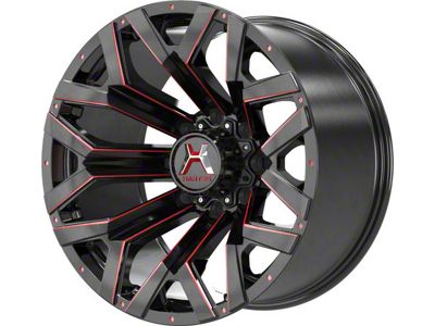 Hartes Metal Hawkish Gloss Black Milled with Red Tint 8-Lug Wheel; 20x9; 0mm Offset (20-25 Sierra 2500 HD)