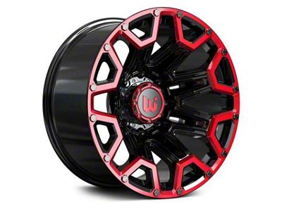 Hartes Metal Blaze Gloss Black Machined with Red Tint 8-Lug Wheel; 20x10; -12mm Offset (07-10 Silverado 3500 HD SRW)