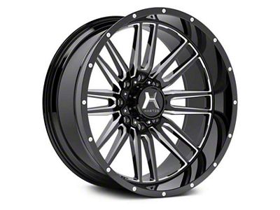 Hartes Metal Whipsaw Gloss Black Milled 8-Lug Wheel; 20x10; -18mm Offset (07-10 Silverado 3500 HD SRW)