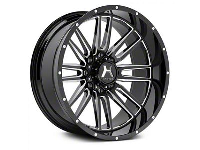 Hartes Metal Whipsaw Gloss Black Milled 8-Lug Wheel; 22x12; -44mm Offset (07-10 Silverado 3500 HD SRW)