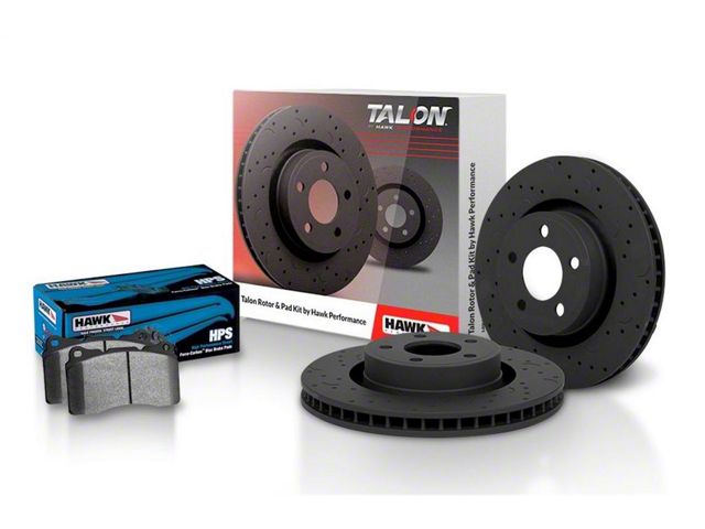 Hawk Performance Talon Cross-Drilled and Slotted 5-Lug Brake Rotor and HPS Pad Kit; Front (11-15 RAM 1500)