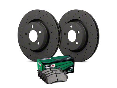 Hawk Performance Talon Cross-Drilled and Slotted Brake Rotor and LTS Pad Kit; Front (05-06 Sierra 1500 w/ Rear Drum Brakes; 07-13 Sierra 1500)