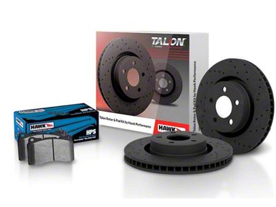Hawk Performance Talon Cross-Drilled and Slotted Brake Rotor and HPS Pad Kit; Front (05-06 Silverado 1500 w/ Rear Disc Brakes)