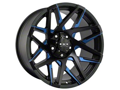 HD Off-Road Wheels Canyon Satin Black Milled with Blue Clear 5-Lug Wheel; 20x10; -25mm Offset (09-18 RAM 1500)