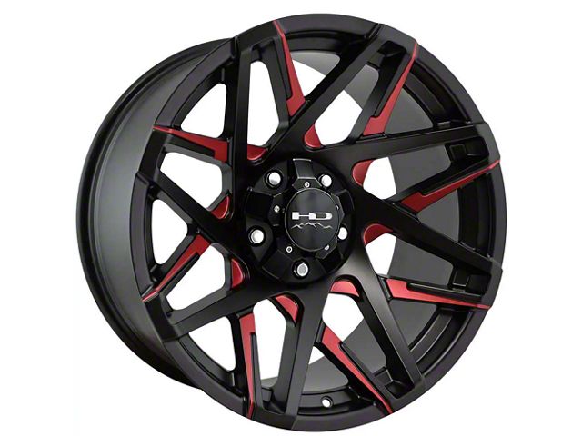 HD Off-Road Wheels Canyon Satin Black Milled with Red Clear 5-Lug Wheel; 20x10; -25mm Offset (02-08 RAM 1500, Excluding Mega Cab)