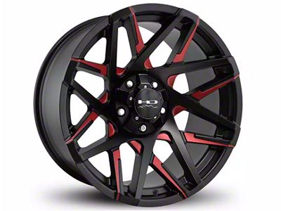 HD Off-Road Wheels Canyon Satin Black Milled with Red Clear Wheel; 20x10; -25mm Offset (14-18 Silverado 1500)